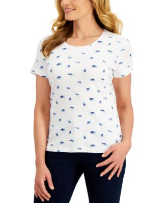 Karen Scott - Petite Sea-Turtle-Print T-Shirt