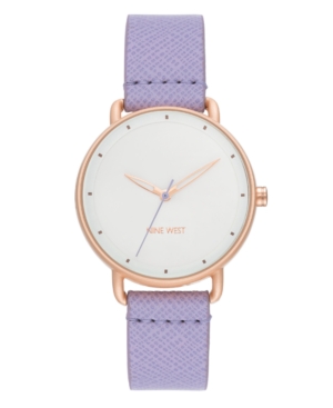 image of Nine West Women-s Rose Gold-Tone and Lavender Strap Watch, 36mm