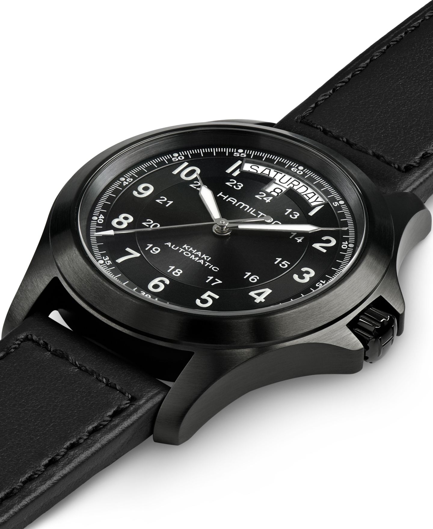 Мужские часы Hamilton Swiss Automatic Khaki Field King Black Leather Strap Watch 40mm — фото 2