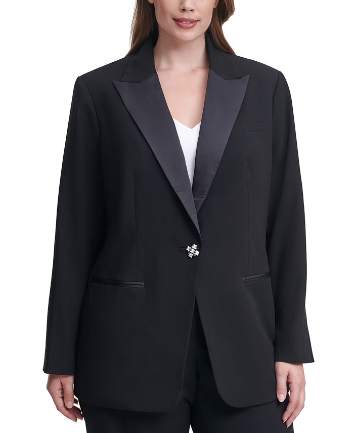 Calvin Klein Plus Size Single-Button Tuxedo Jacket - Macy's