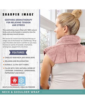 Heated Neck & Shoulder Wrap by Sharper Image - Microwavable Warm & Cooling  Plush Pad with Aromatherapy (100% Natural Lavender & Herb Spa Blend) 