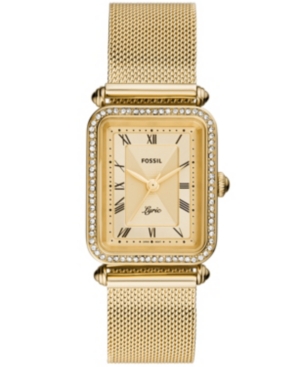 image of Fossil Women-s Lyric Gold Mesh Strap Watch 28mm