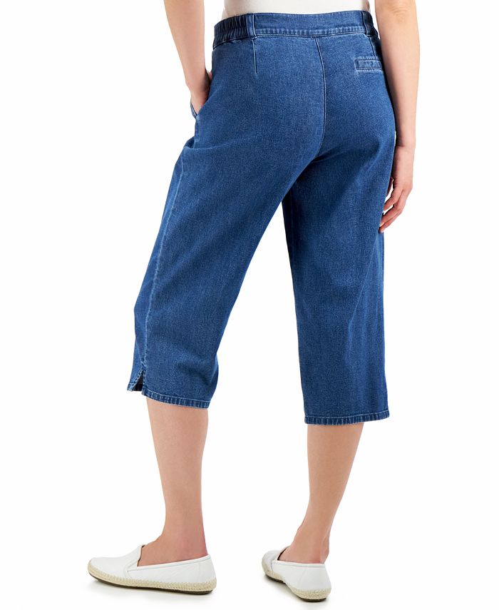 Karen Scott Denim Two-Button Comfort-Waist Capri Pants, Created for ...