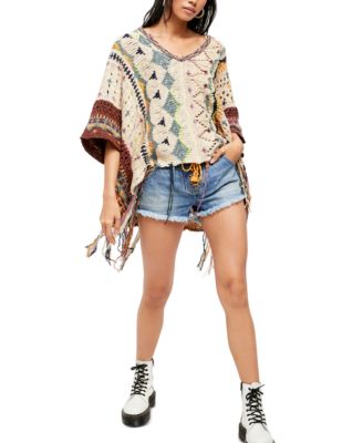 Free People - Hidden Gem Frayed Poncho Sweater