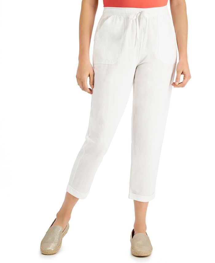 Karen Scott Delilah Cotton Cuffed Capri Pull-On Pants, Created for Macy ...