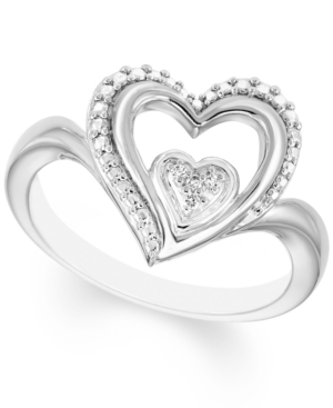 image of Diamond Accent Heart Ring in Sterling Silver