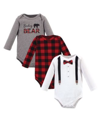 Little Treasure Baby Boys Treasure Triple Pack Long-Sleeve Bodysuits - Lumberjack bow tie 20$