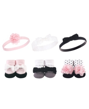 image of Baby Girls 6 Piece Headband and Socks Gift Set