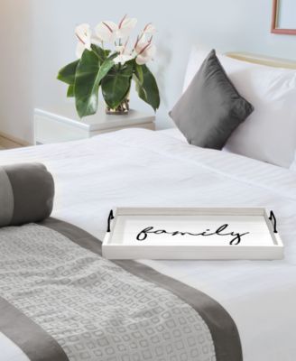 Decorative Wood Serving Tray with Handles - Family