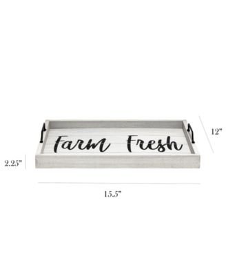 Decorative Wood Serving Tray with Handles - Farm Fresh