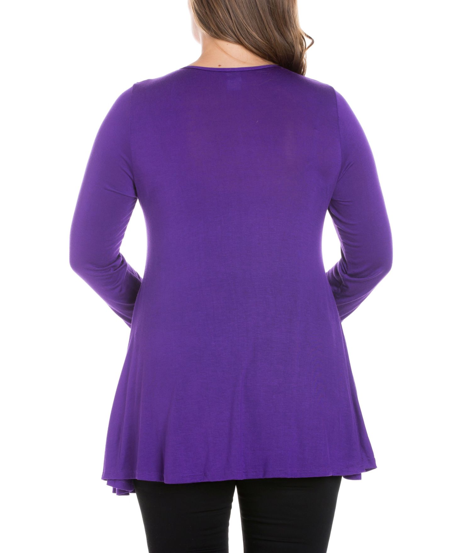 Женский топ 24seven Comfort Apparel Plus Size Poised Swing Tunic Top, цвет: Аметистовый — фото 3