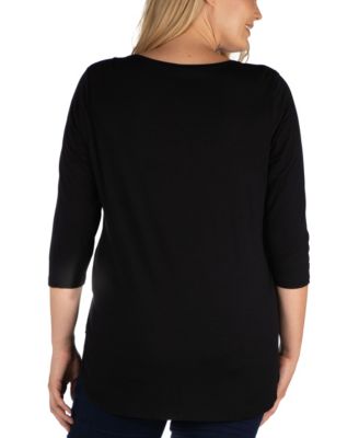 Women's Plus Size Criss Cross Detail Tunic Top