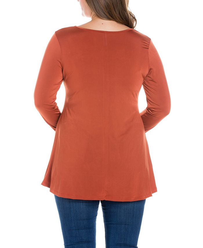 24seven Comfort Apparel Women's Plus Size Flared Long Sleeves Henley ...