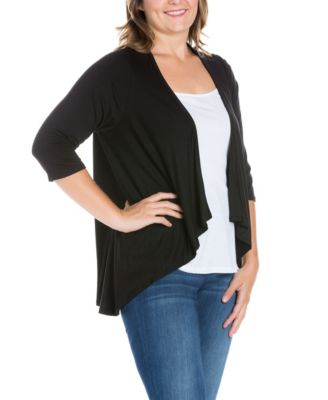 Plus Size Elbow Length Sleeve Open Cardigan
