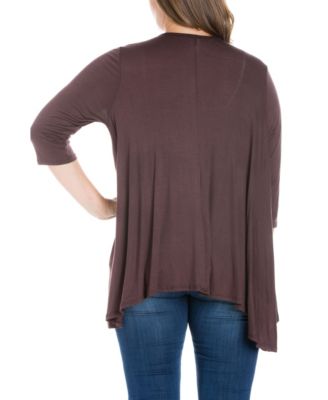 Plus Size Elbow Length Sleeve Open Cardigan