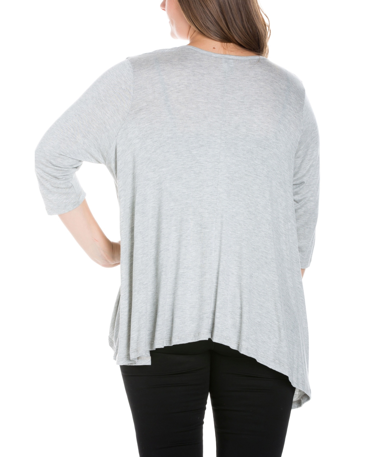 24seven Comfort Apparel Plus Size Elbow Length Sleeve Open Cardigan
