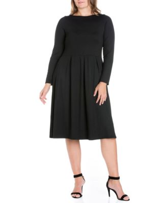24seven Comfort Apparel Women's Plus Size Fit and Flare Midi Dress - Macy's