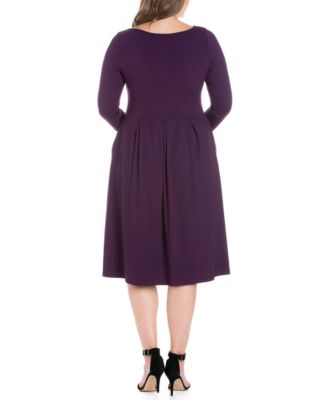 Women's Plus Size Fit and Flare Midi Dress