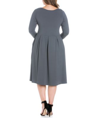 Women's Plus Size Fit and Flare Midi Dress