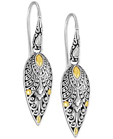 Angel Wing Filigree Drop Earrings in Sterling Silver & 18k Gold
