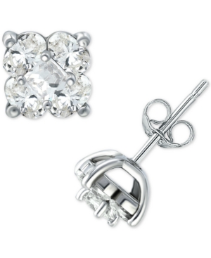 image of Giani Bernini Cubic Zirconia Square Cluster Stud Earrings in Sterling Silver, Created for Macy-s