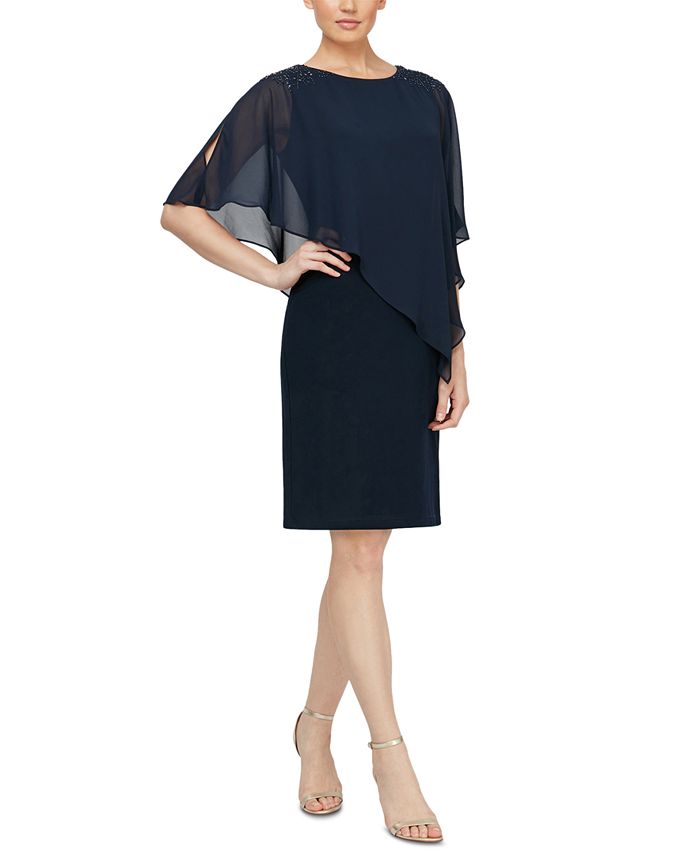 SL Fashions Embellished Overlay Shift Dress & Reviews - Dresses - Women ...