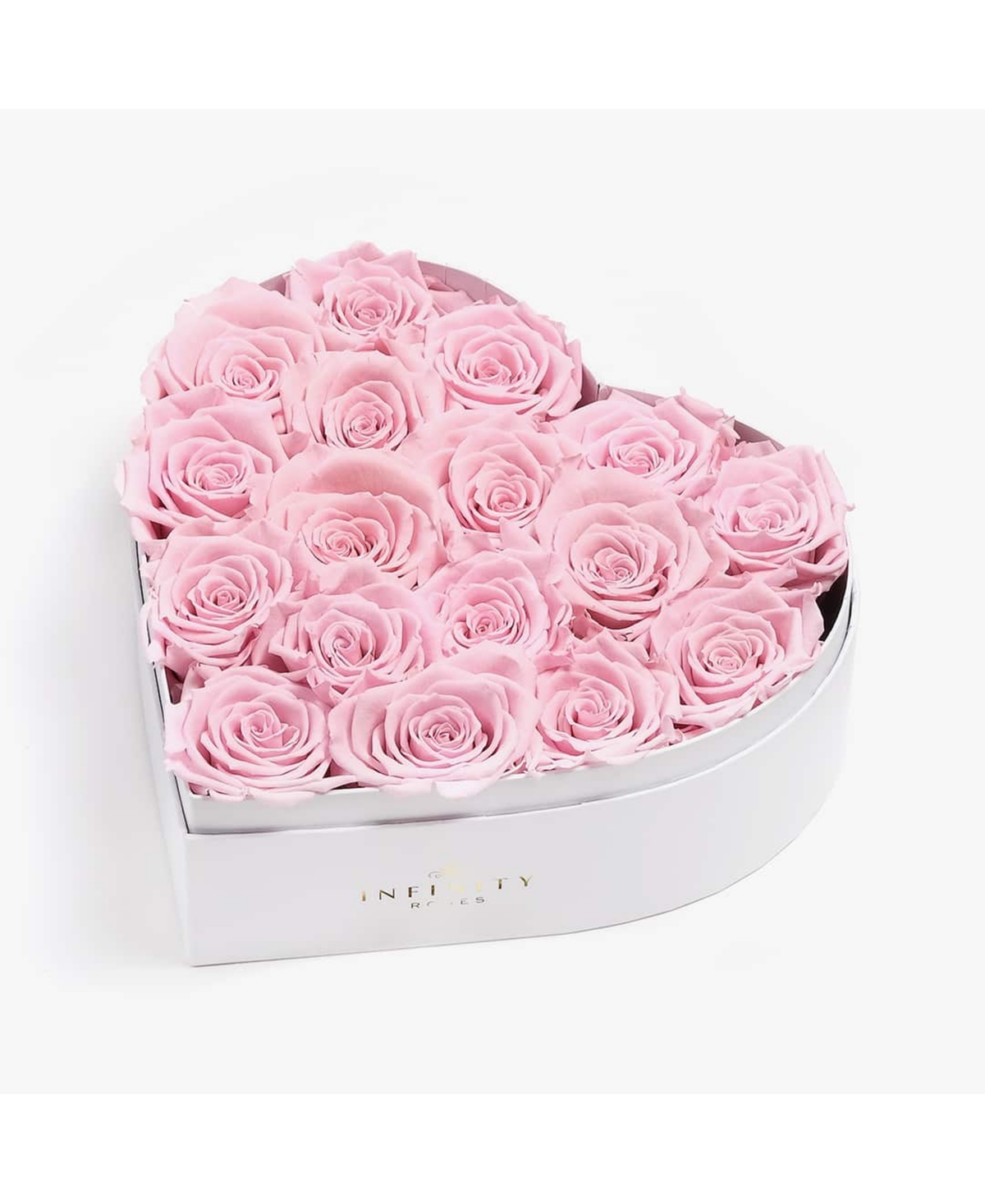 Heart Box of 17 Pink Real Roses Preserved to Last Over a Year - Pink