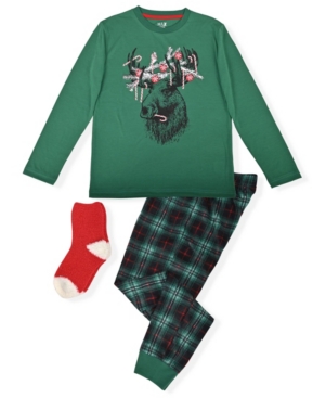 image of Big Boy-s 2 Piece Moose Print Pajama Set with Socks
