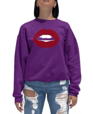 Women's Word Art Crewneck Fabulous Lips Sweatshirt