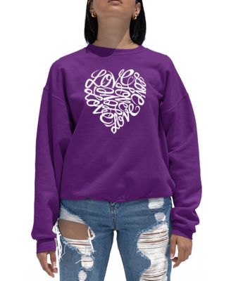 Women's Word Art Crewneck Love Heart Sweatshirt