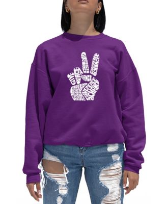 Women's Word Art Crewneck Peace Fingers Sweatshirt