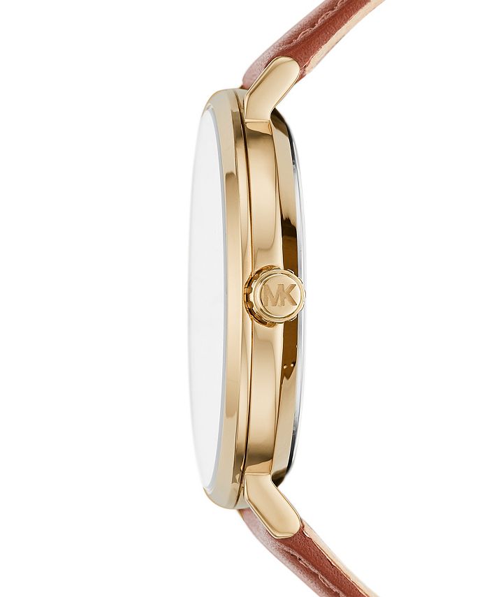 Michael Kors Men's Auden Luggage Leather Strap Watch 42mm Macy's