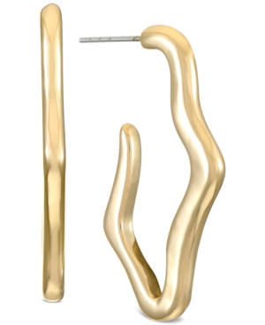 image of Alfani Gold-Tone Wavy Elongated Open Hoop Earrings, Created for Macy-s