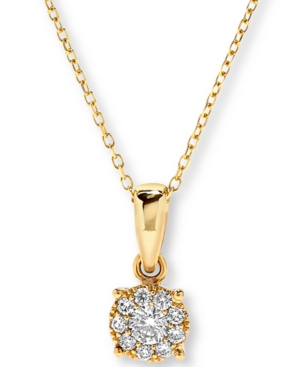 image of Diamond Halo Cluster Pendant Necklace (1/4 ct. t.w.) in 14k Gold