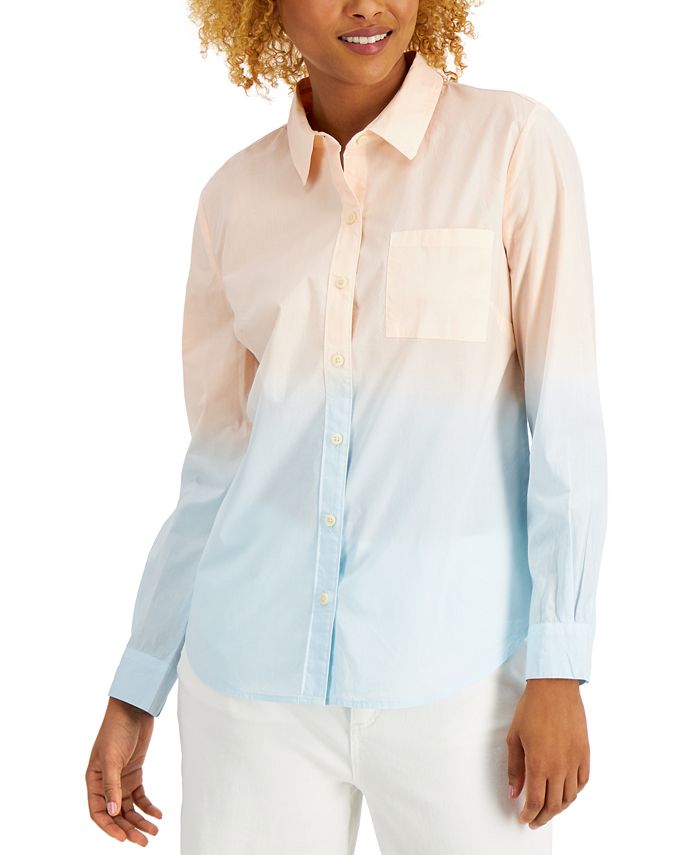 Style & Co Cotton Printed ButtonDown Shirt, Created for Macy's & Reviews Tops Women Macy's