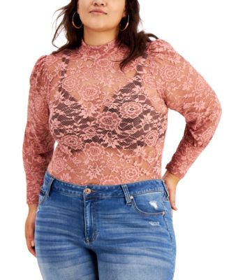 FULL CIRCLE TRENDS - Trendy Plus Size Lace Bodysuit