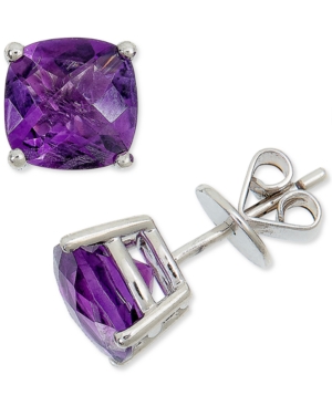 image of Amethyst Cushion Stud Earrings (3-3/4 ct. t.w.) in Sterling Silver