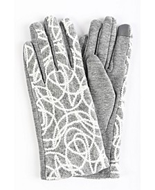 Women's Embroidered Pattern Jersey Touchscreen Glove