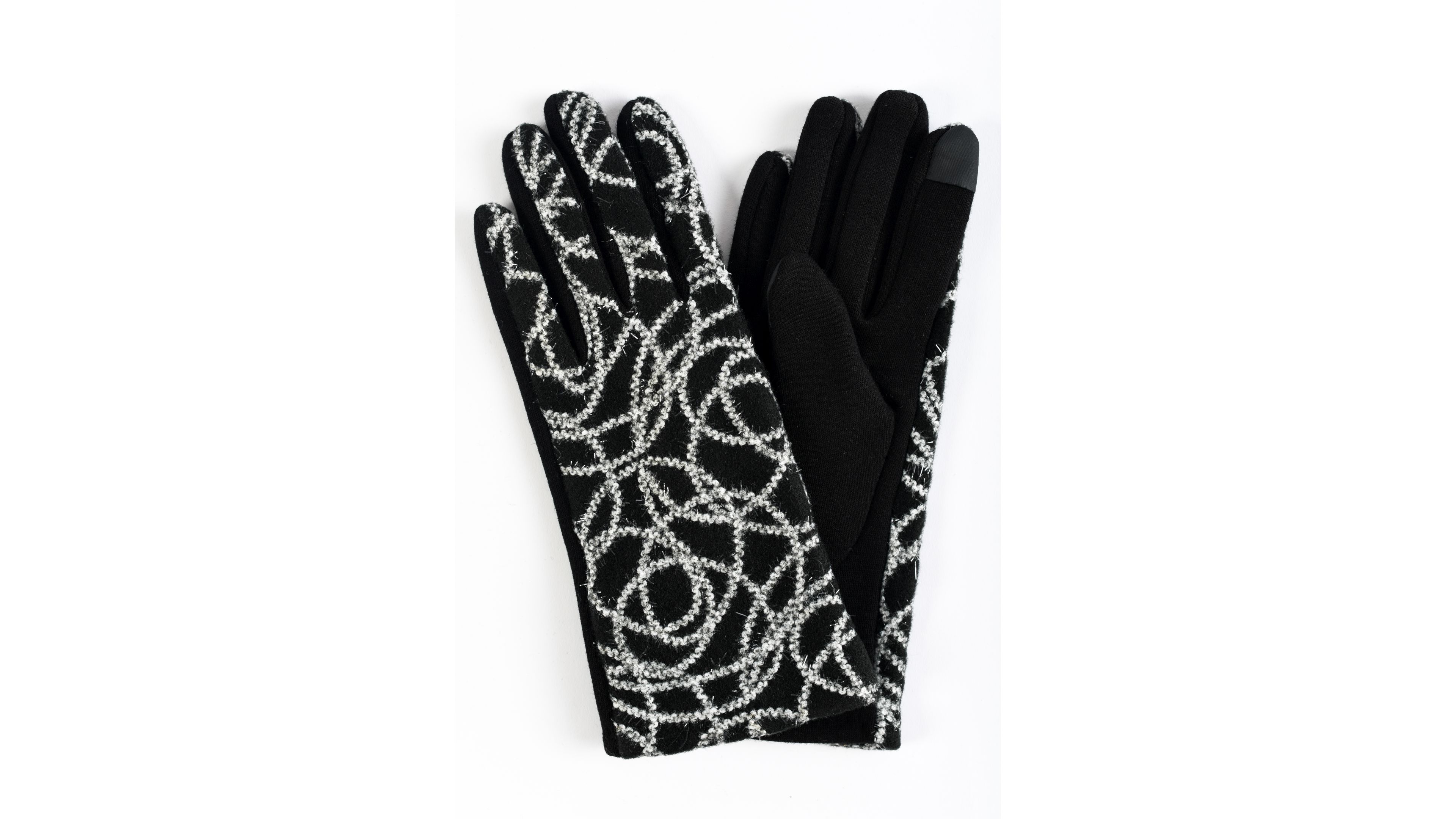 Women's Embroidered Pattern Jersey Touchscreen Glove