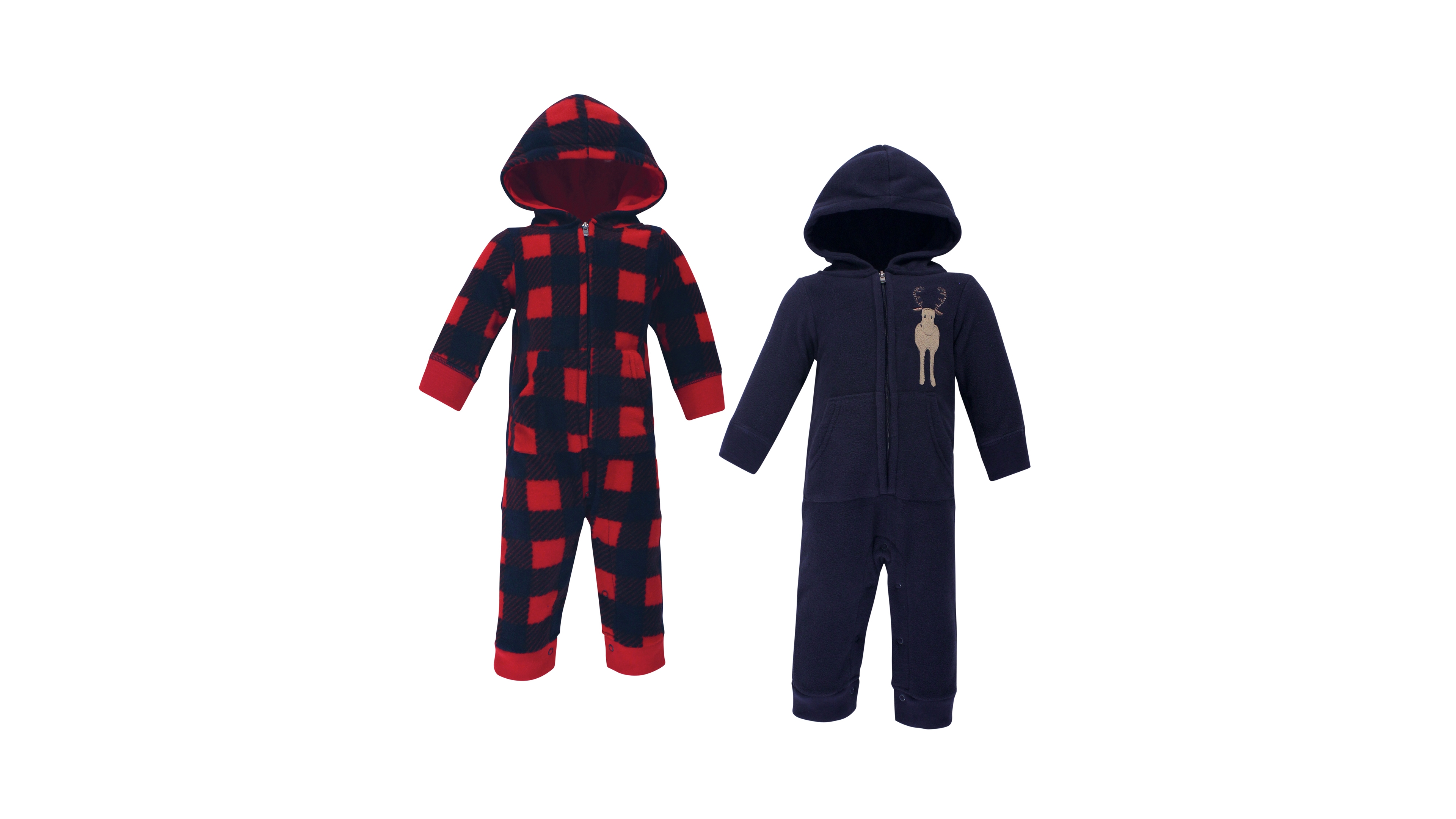 Hudson Baby Boys Fleece Jumpsuits, Coveralls, and Playsuits 2pk, Forest Moose, 18-24 Months