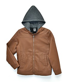 Big Boys Quinn Sherpa Lined Moto Jacket with Fleece Hood, Made For Macy's