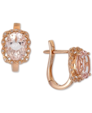 image of Morganite (3 ct. t.w.) & Diamond (1/20 ct. t.w.) Leverback Earrings in 14k Rose Gold