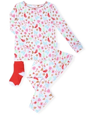 image of Max & Olivia Baby Girls 2-Piece Holiday Pajama Sock Set