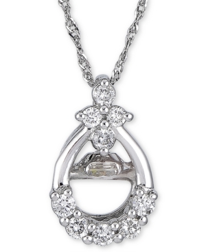 image of Diamond Teardrop Pendant Necklace (3/8 ct. t.w.) in 14k White Gold