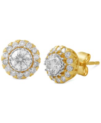 Macy's - Diamond Halo Stud Earrings (1 ct. t.w.) in 10k Gold