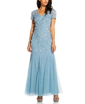 Adrianna Papell Beaded Floral Gown - Macy's