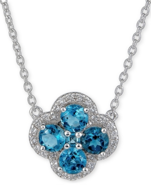 image of Blue Topaz (1-1/4 ct. t.w.) & White Topaz (1/6 ct. t.w.) Clover 18