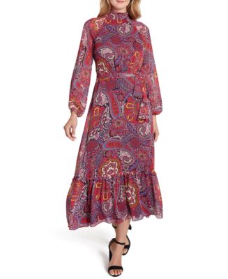 Tahari ASL Paisley-Print Chiffon Midi Dress - Macy's