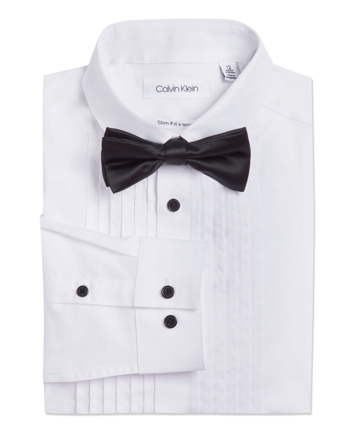 Calvin Klein Big Boys Tuxedo Shirt and Bow Tie Box Set