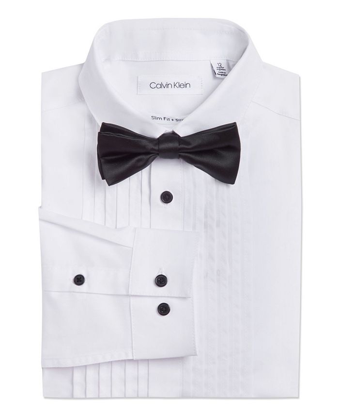 Calvin Klein Big Boys Tuxedo Shirt and Bow Tie Box Set - Macy's